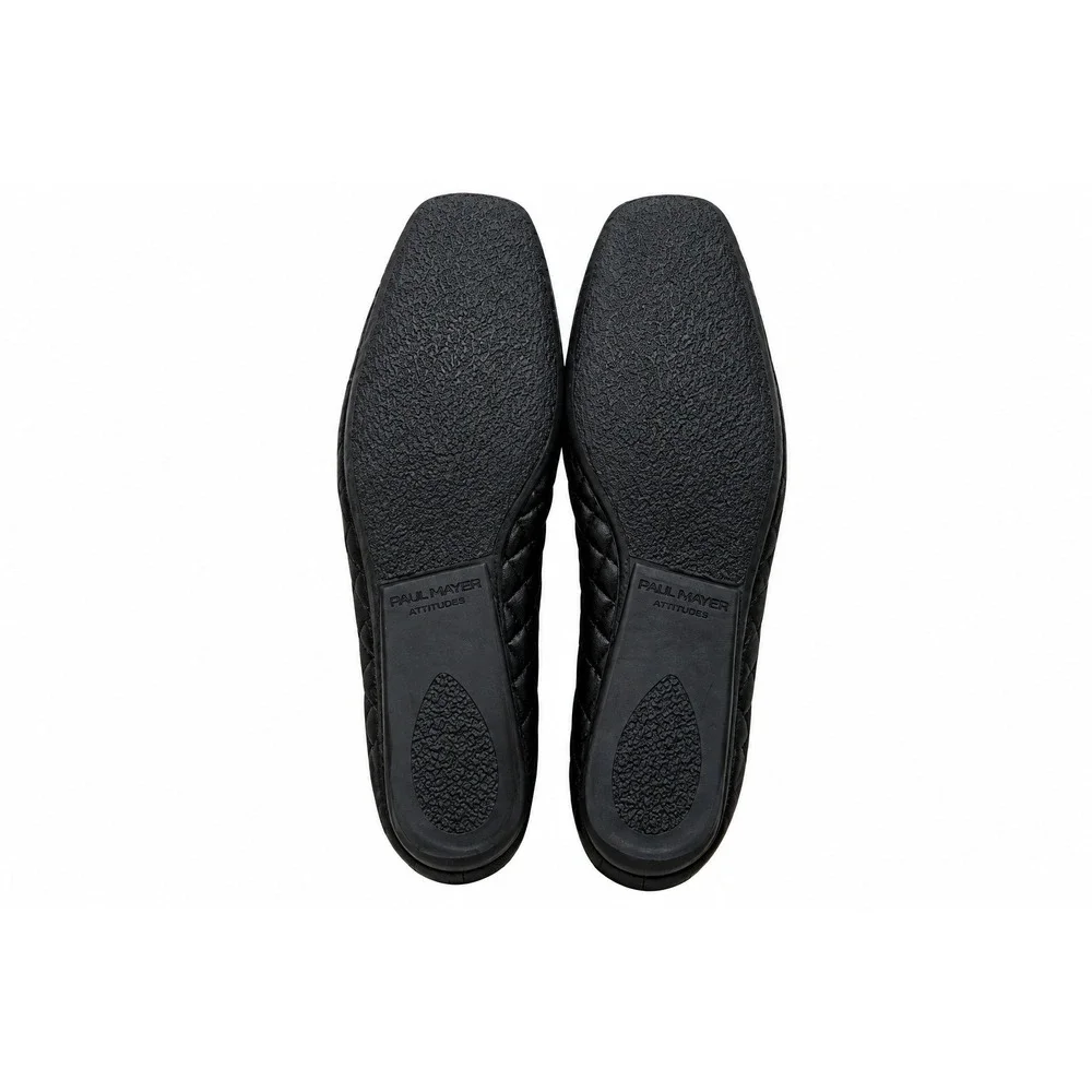 Paul Mayer Quilted Leather Ballet Flats Women 9.5 Black Quiet Luxury